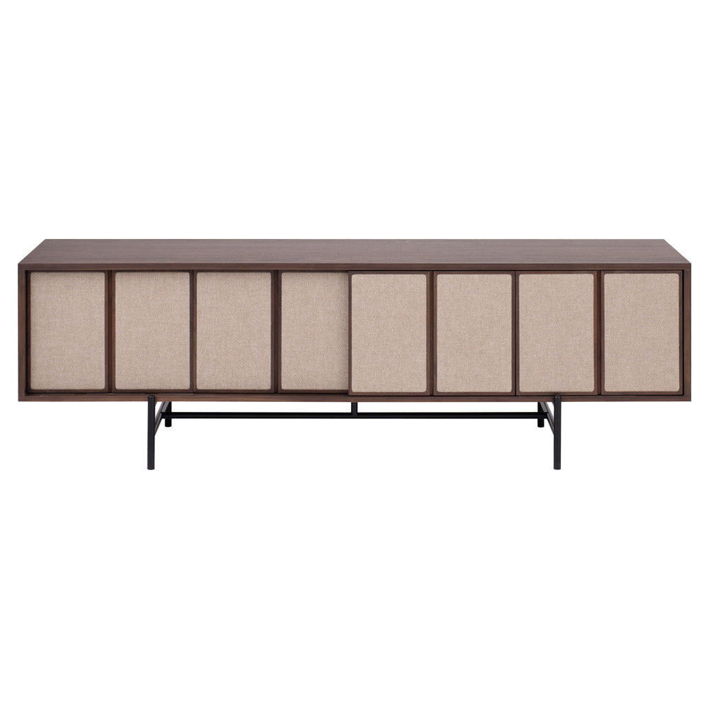 Canvas Media Unit With Fabric - Walnut, Hallingdal