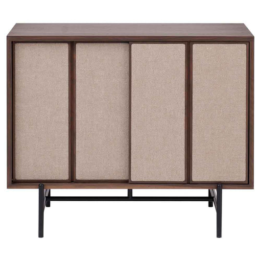 Canvas Small Cabinet With Fabric - Walnut