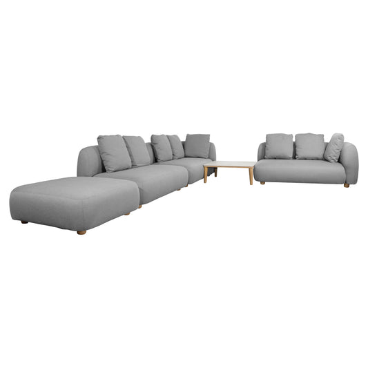 Capture Outdoor Corner Sofa With Table, Pouf and Chaise Lounge - Light Gray