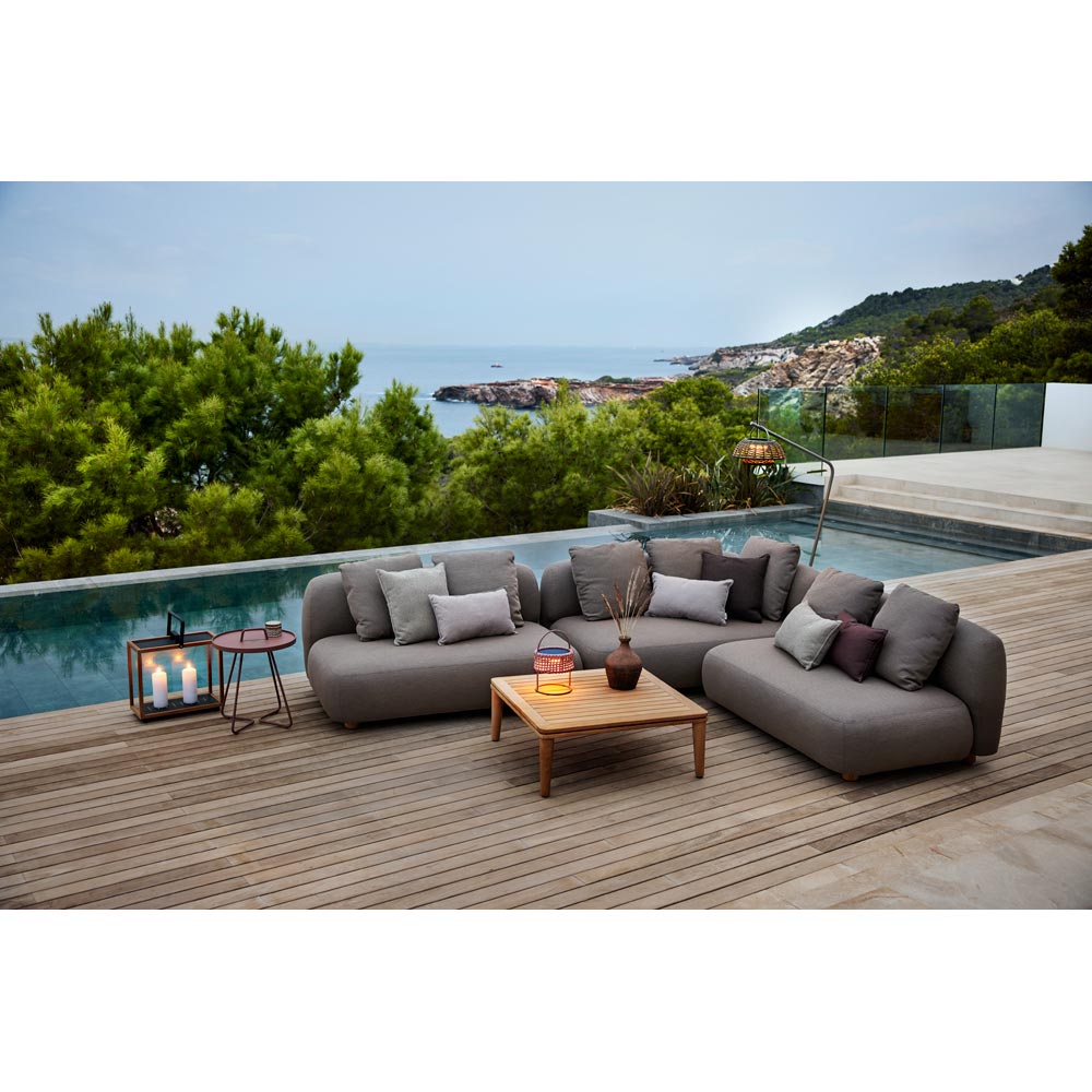 Capture Outdoor Corner Sofa With Table, Pouf and Chaise Lounge - Light Gray