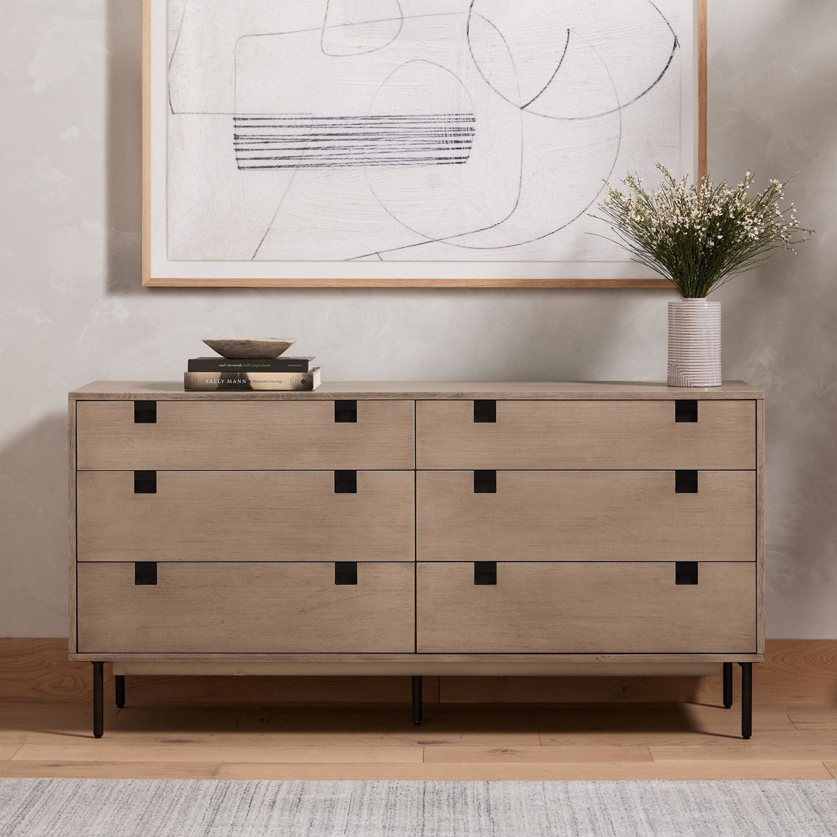 Carly 6 Drawer Dresser - Gray Wash Veneer