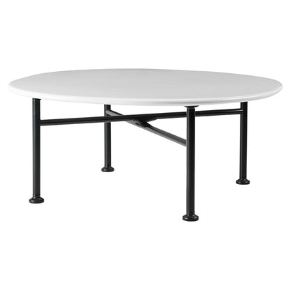 Carmel Medium Coffee Table - Clam White, Black Base