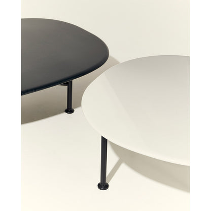 Carmel Medium Coffee Table - Clam White, Black Base