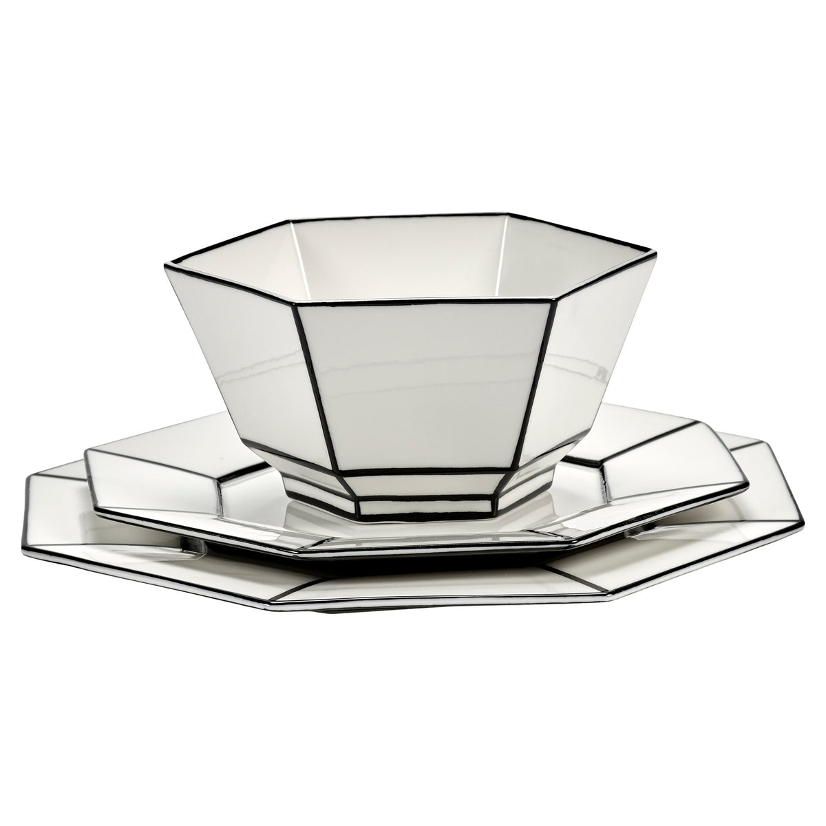Carte Blanche Black and White Breakfast Plate - Set of 4