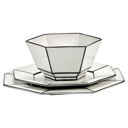 Carte Blanche Black and White Breakfast Plate - Set of 4