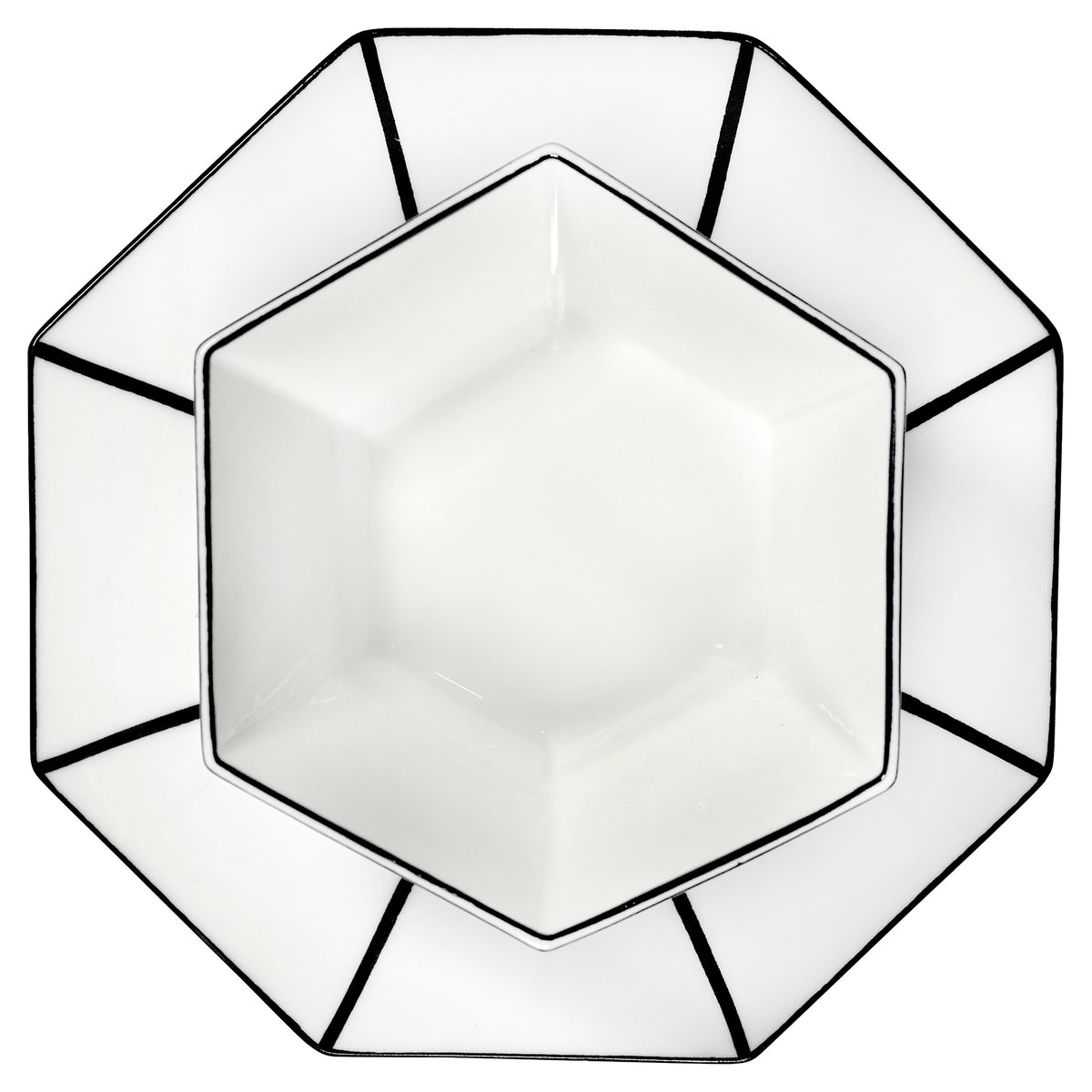 Carte Blanche Black and White Dessert Plate - Set of 4