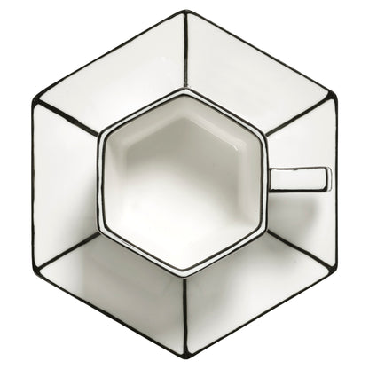 Carte Blanche Black and White Espresso Cup and Saucer - Set of 4