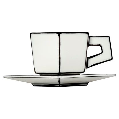Carte Blanche Black and White Espresso Cup and Saucer - Set of 4