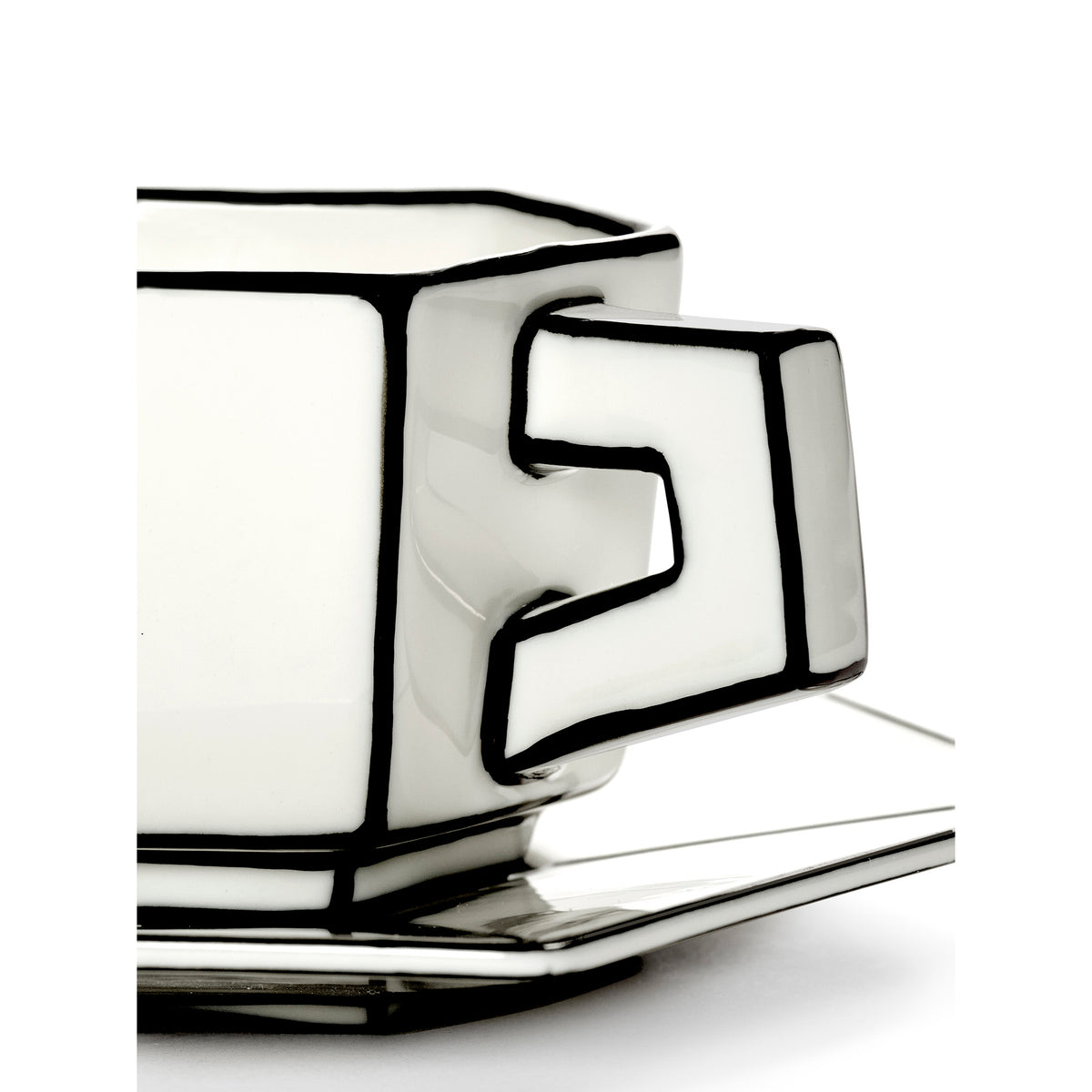 Carte Blanche Black and White Espresso Cup and Saucer - Set of 4