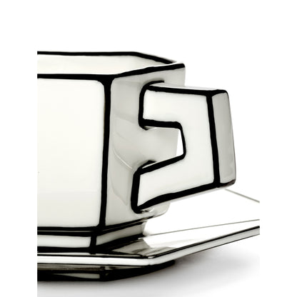 Carte Blanche Black and White Espresso Cup and Saucer - Set of 4