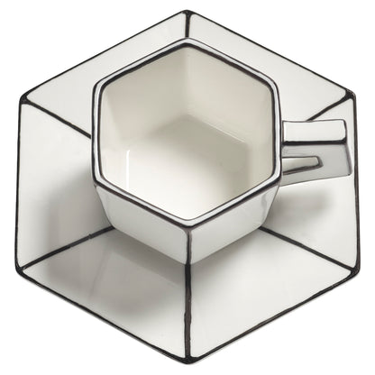 Carte Blanche Black and White Espresso Cup and Saucer - Set of 4