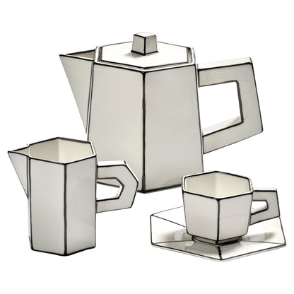 Carte Blanche Black and White Espresso Cup and Saucer - Set of 4