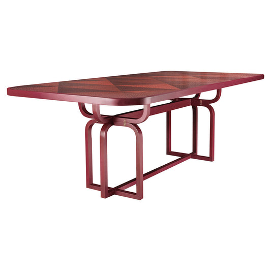 Caryllon Rectangular Dining Table - Inlay, Red