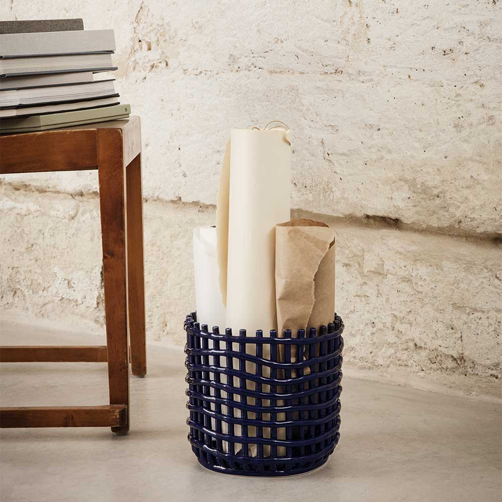 Large Ceramic Basket - Blue