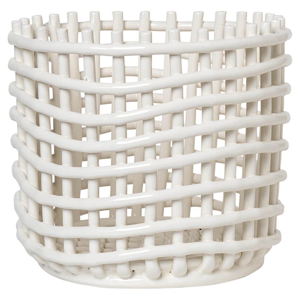 Large Ceramic Basket - Off-White