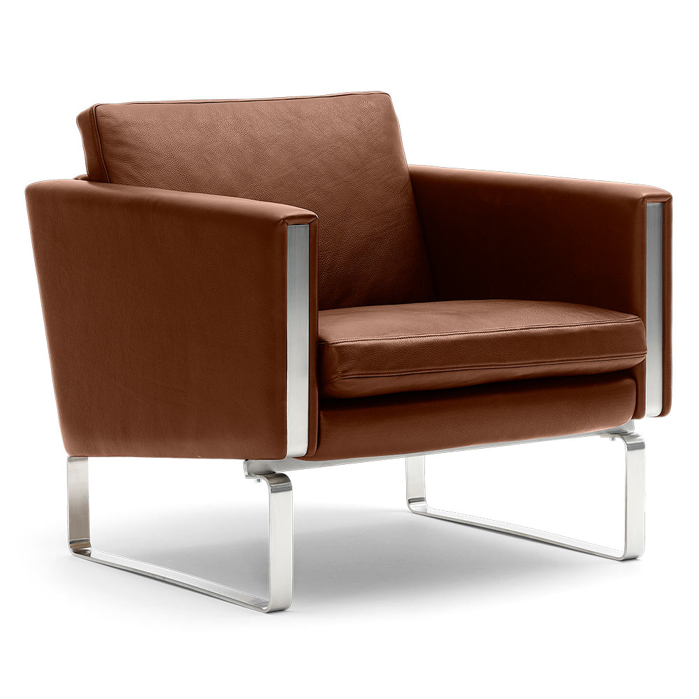 CH101 Lounge Chair - Leather, Stainless Steel