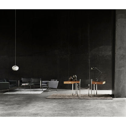 CH102 2 Seater Sofa - Leather, Stainless Steel