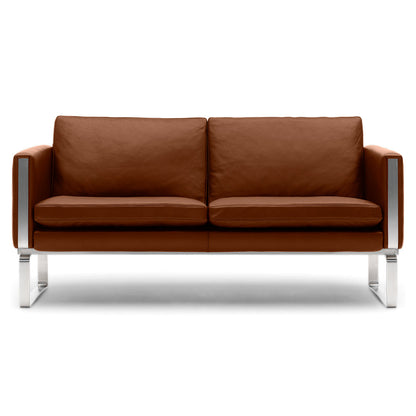 CH102 2 Seater Sofa - Leather, Stainless Steel