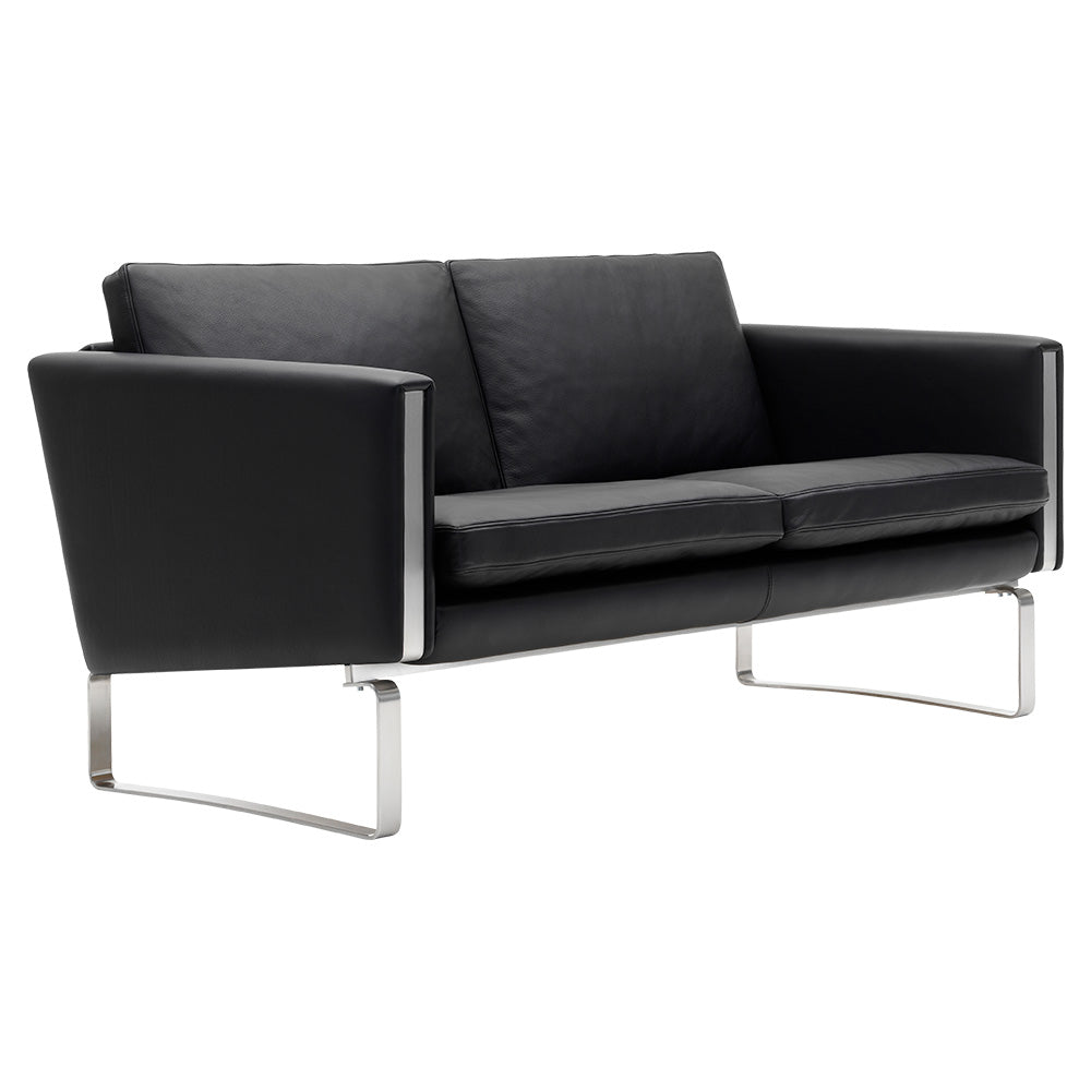 CH102 2 Seater Sofa - Leather, Stainless Steel