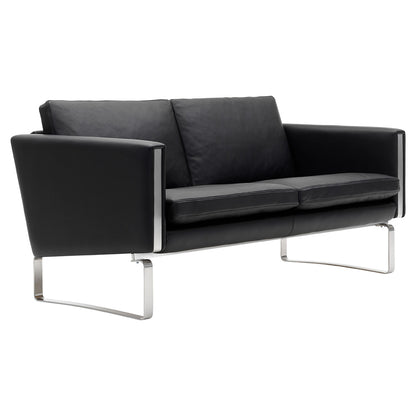 CH102 2 Seater Sofa - Leather, Stainless Steel