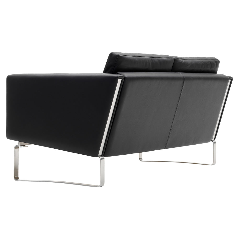 CH102 2 Seater Sofa - Leather, Stainless Steel