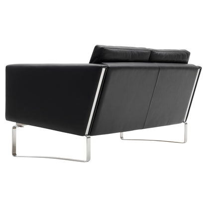 CH102 2 Seater Sofa - Leather, Stainless Steel