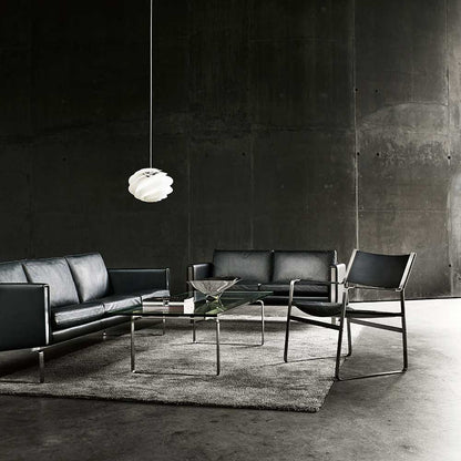 CH102 2 Seater Sofa - Leather, Stainless Steel