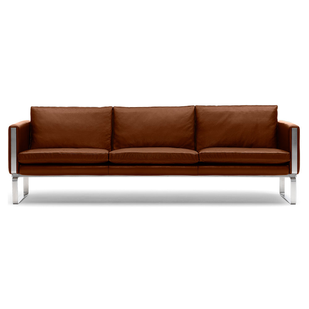 CH103 3 Seater Sofa - Leather, Stainless Steel