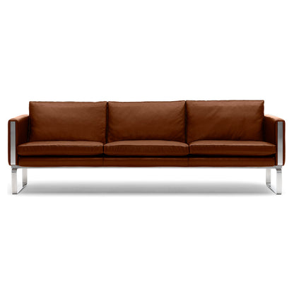 CH103 3 Seater Sofa - Leather, Stainless Steel