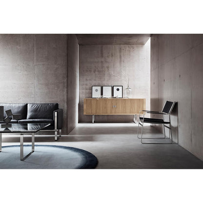 CH104 4 Seater Sofa - Leather, Stainless Steel