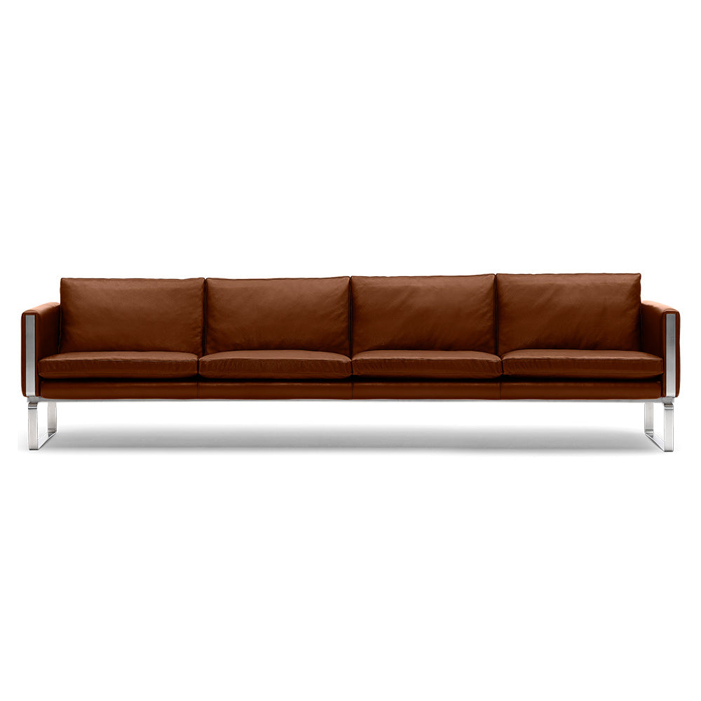 CH104 4 Seater Sofa - Leather, Stainless Steel