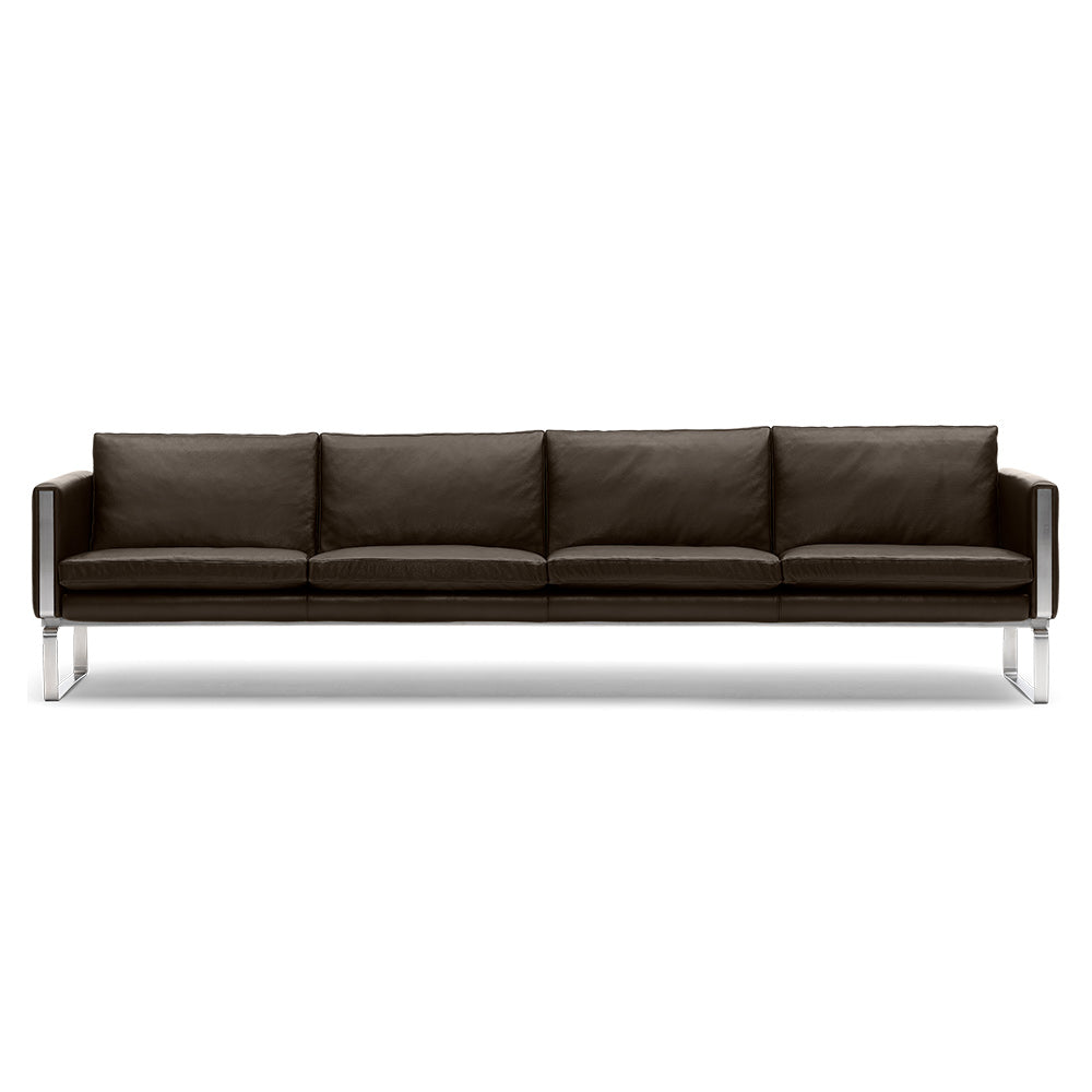 CH104 4 Seater Sofa - Leather, Stainless Steel
