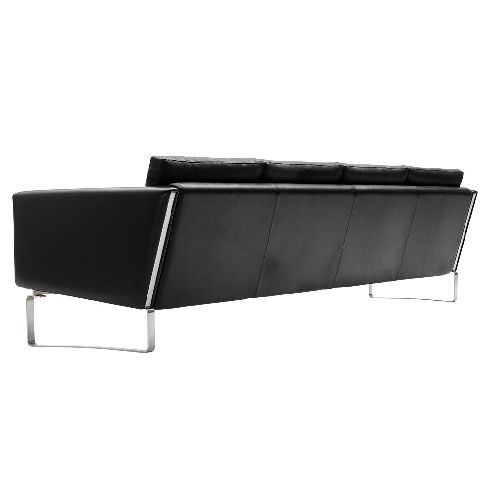 CH104 4 Seater Sofa - Leather, Stainless Steel