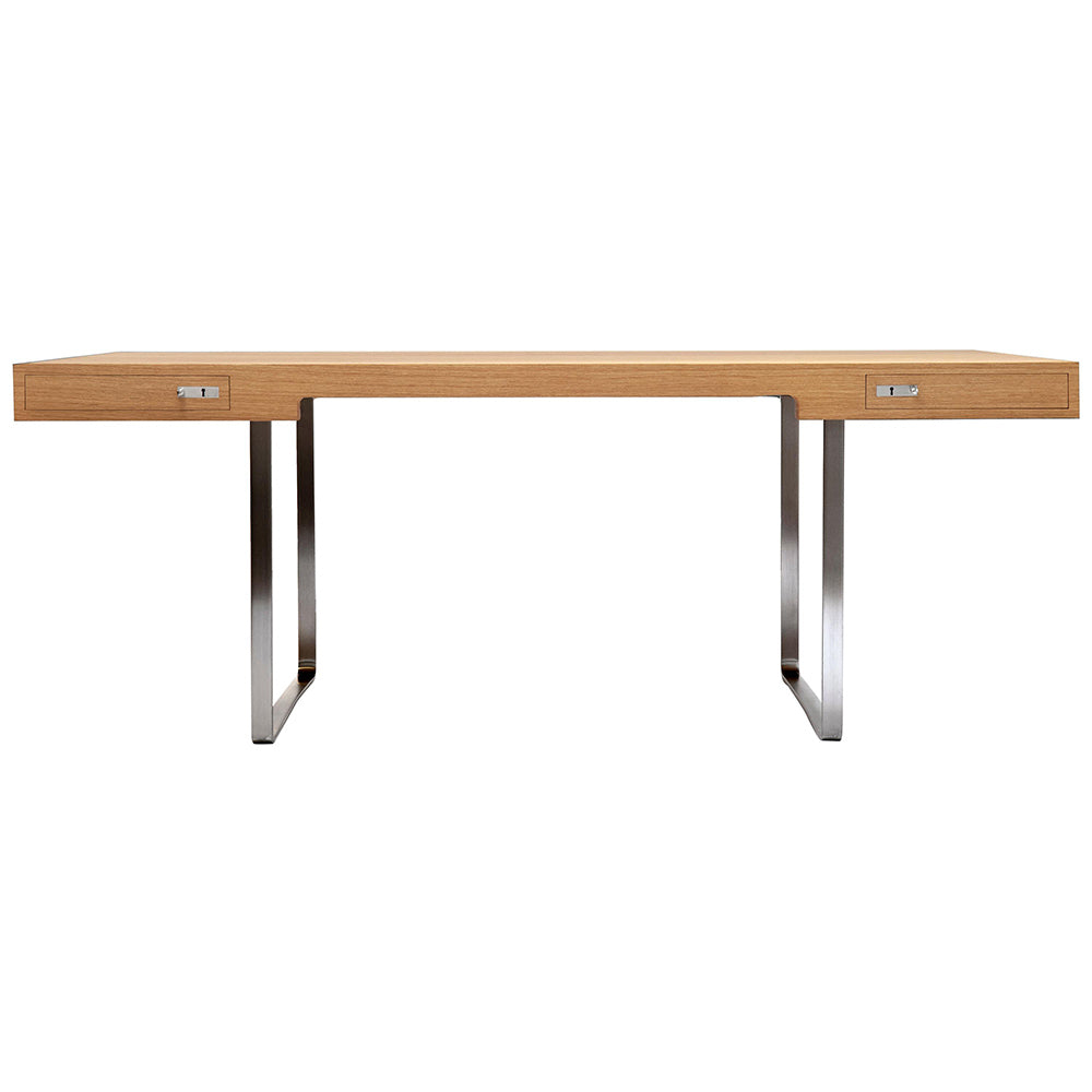 CH110 Desk - Wood Top, Stainless Steel Base