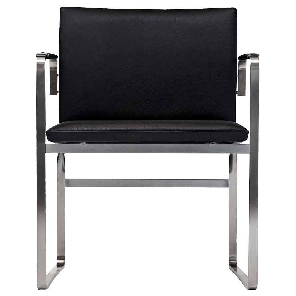 CH111 Dining Chair - Leather, Stainless Steel
