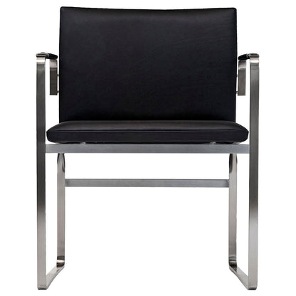 CH111 Dining Chair - Leather, Stainless Steel