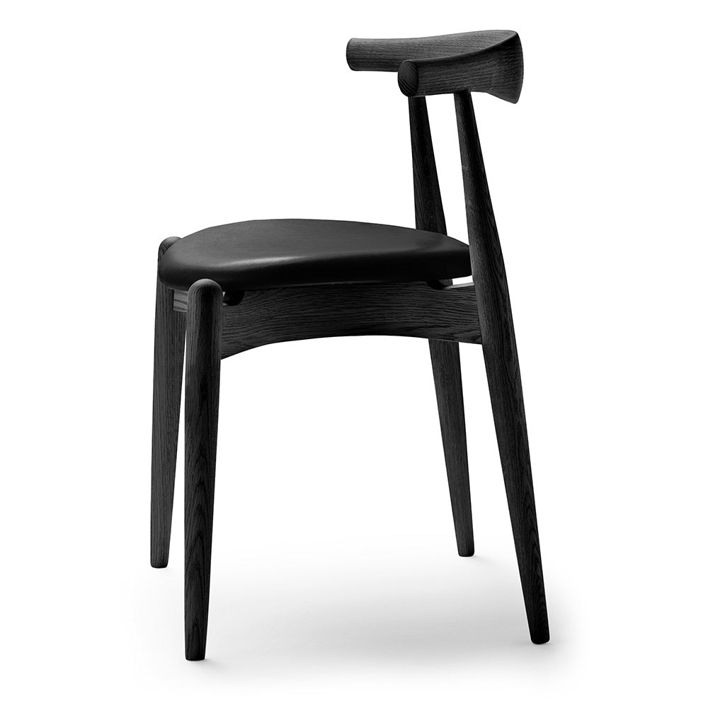 CH20 Elbow Dining Chair - Leather Loke 7150, Oak Black Painted