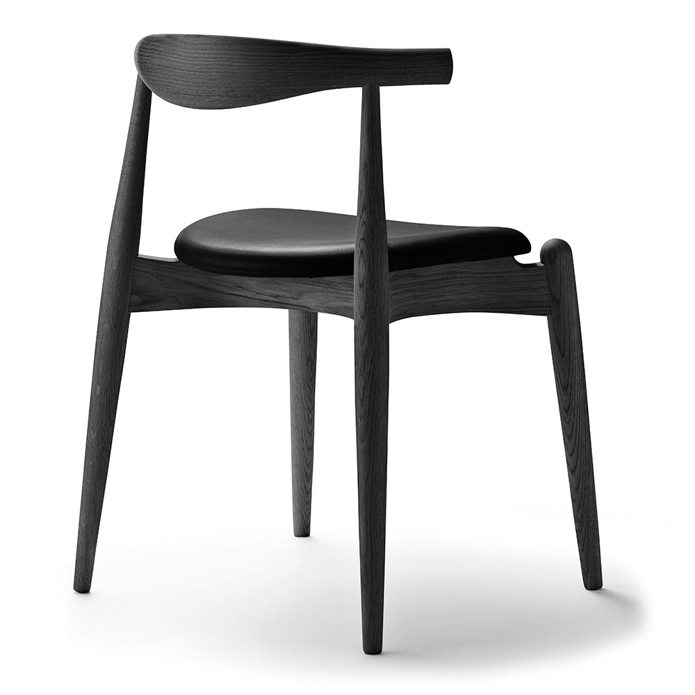 CH20 Elbow Dining Chair - Leather Loke 7150, Oak Black Painted