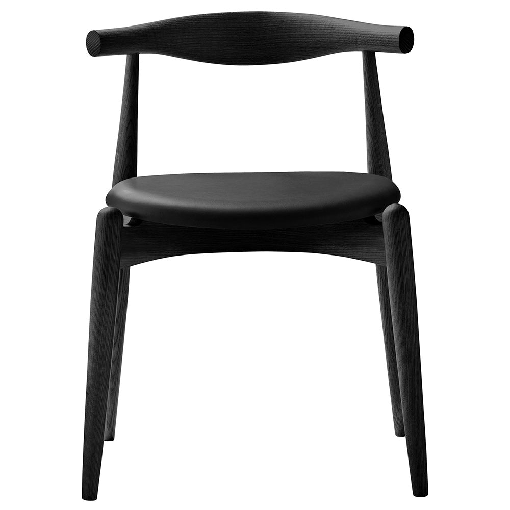 CH20 Elbow Dining Chair - Leather Loke 7150, Oak Black Painted