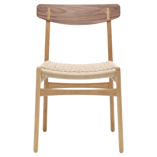 CH23 Dining Chair - Natural Paper Cord, Oak Frame, Walnut Backrest