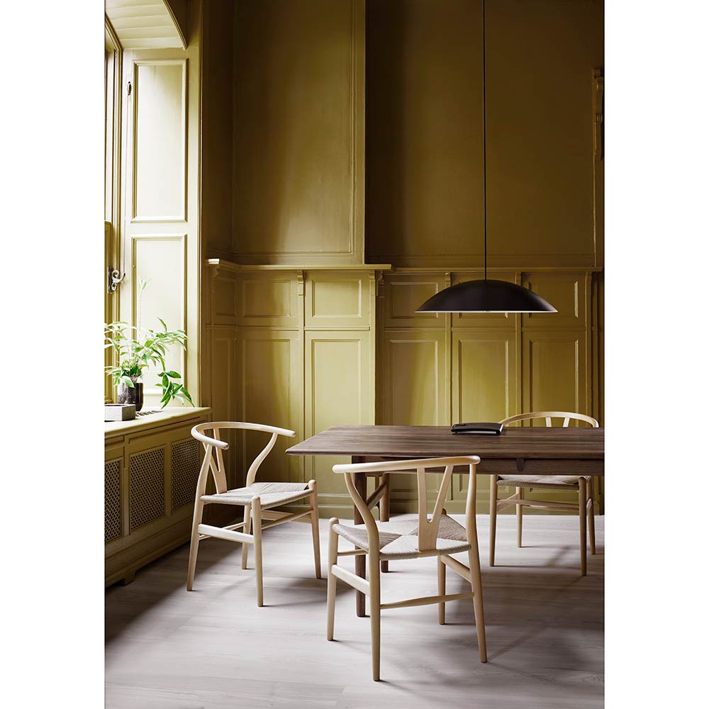 CH24 Wishbone Dining Chair - Black Paper Cord, Beech Soap