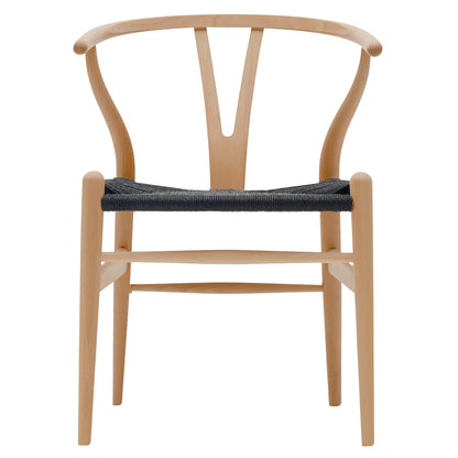 CH24 Wishbone Dining Chair - Black Paper Cord, Beech Lacquer