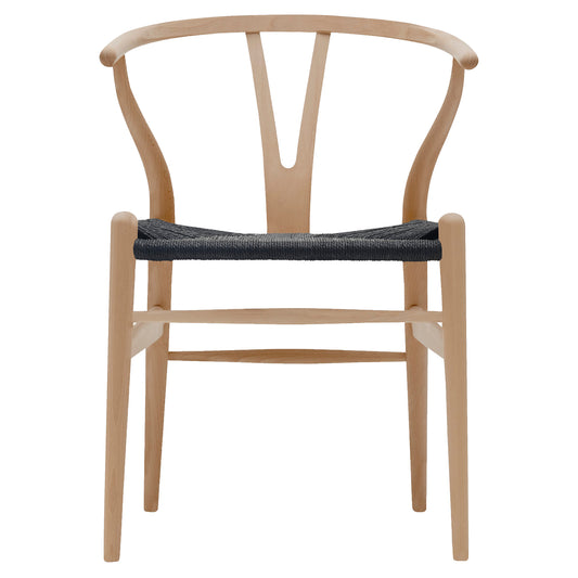 CH24 Wishbone Dining Chair - Black Paper Cord, Beech Oil