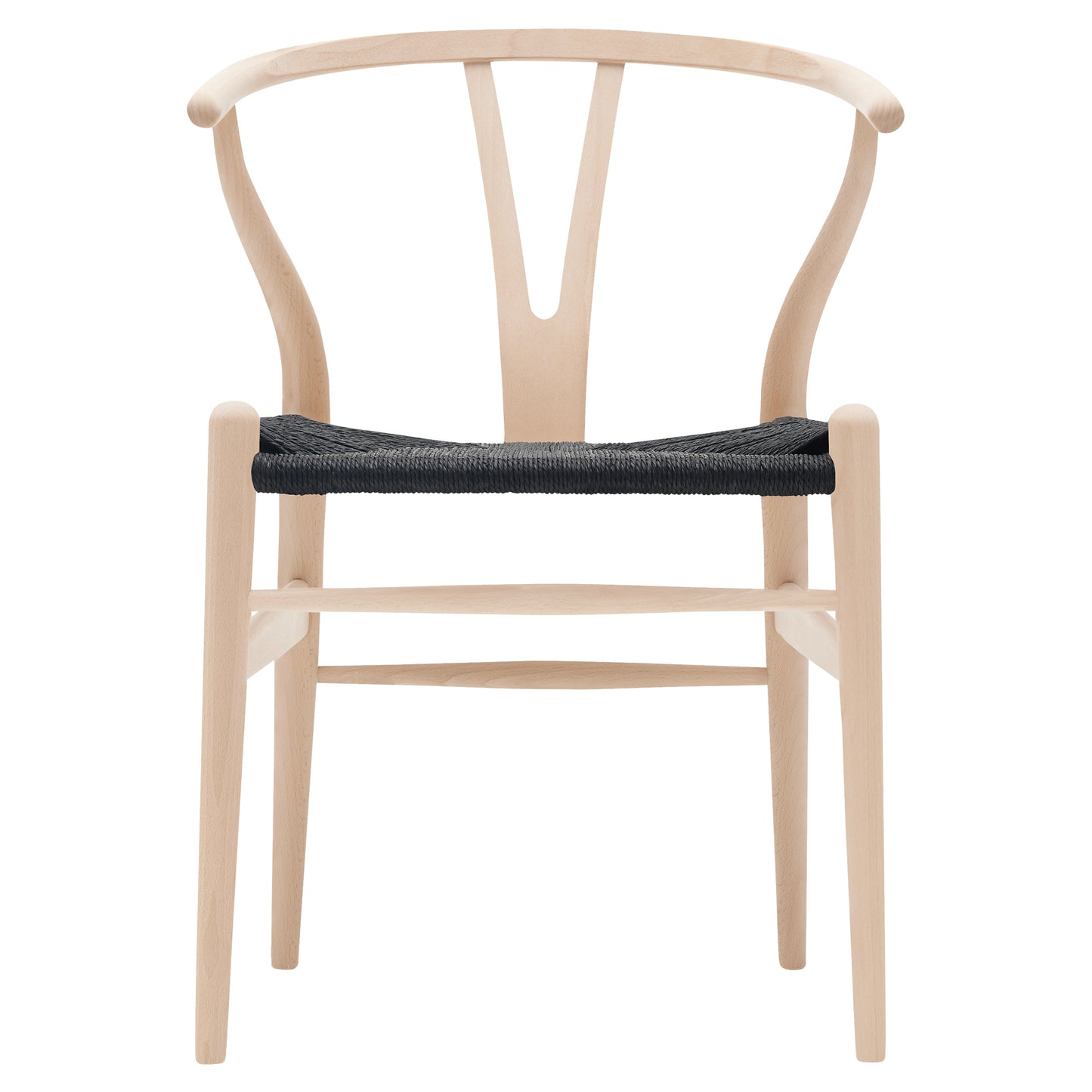 CH24 Wishbone Dining Chair - Black Paper Cord, Beech Soap
