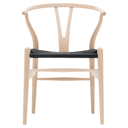 CH24 Wishbone Dining Chair - Black Paper Cord, Beech Soap
