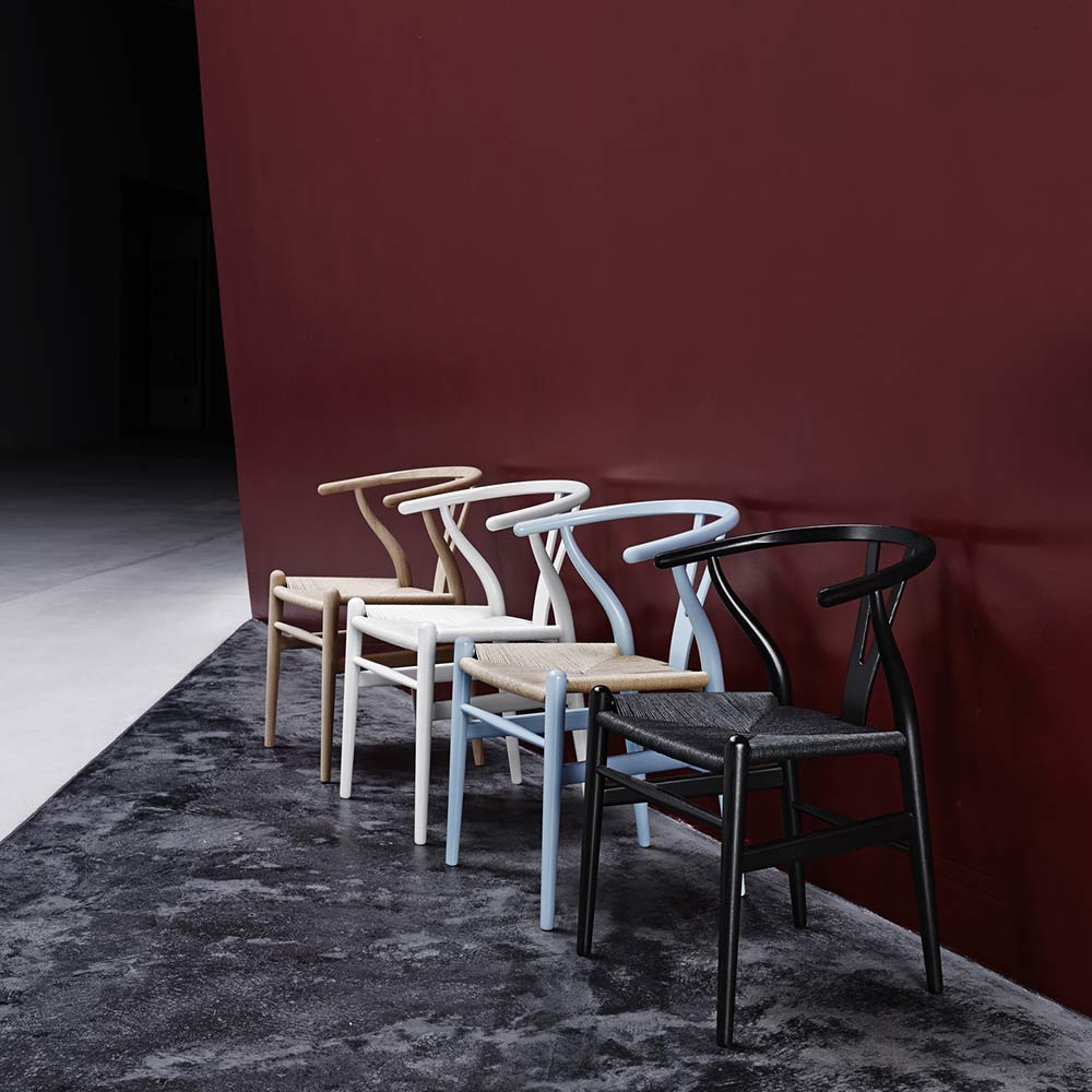 CH24 Wishbone Dining Chair - Black Paper Cord, Black Ash