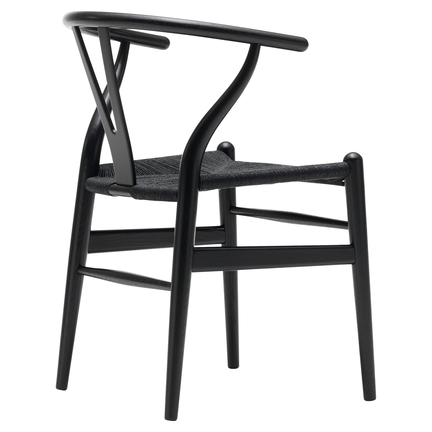 CH24 Wishbone Dining Chair - Black Paper Cord, Black Ash