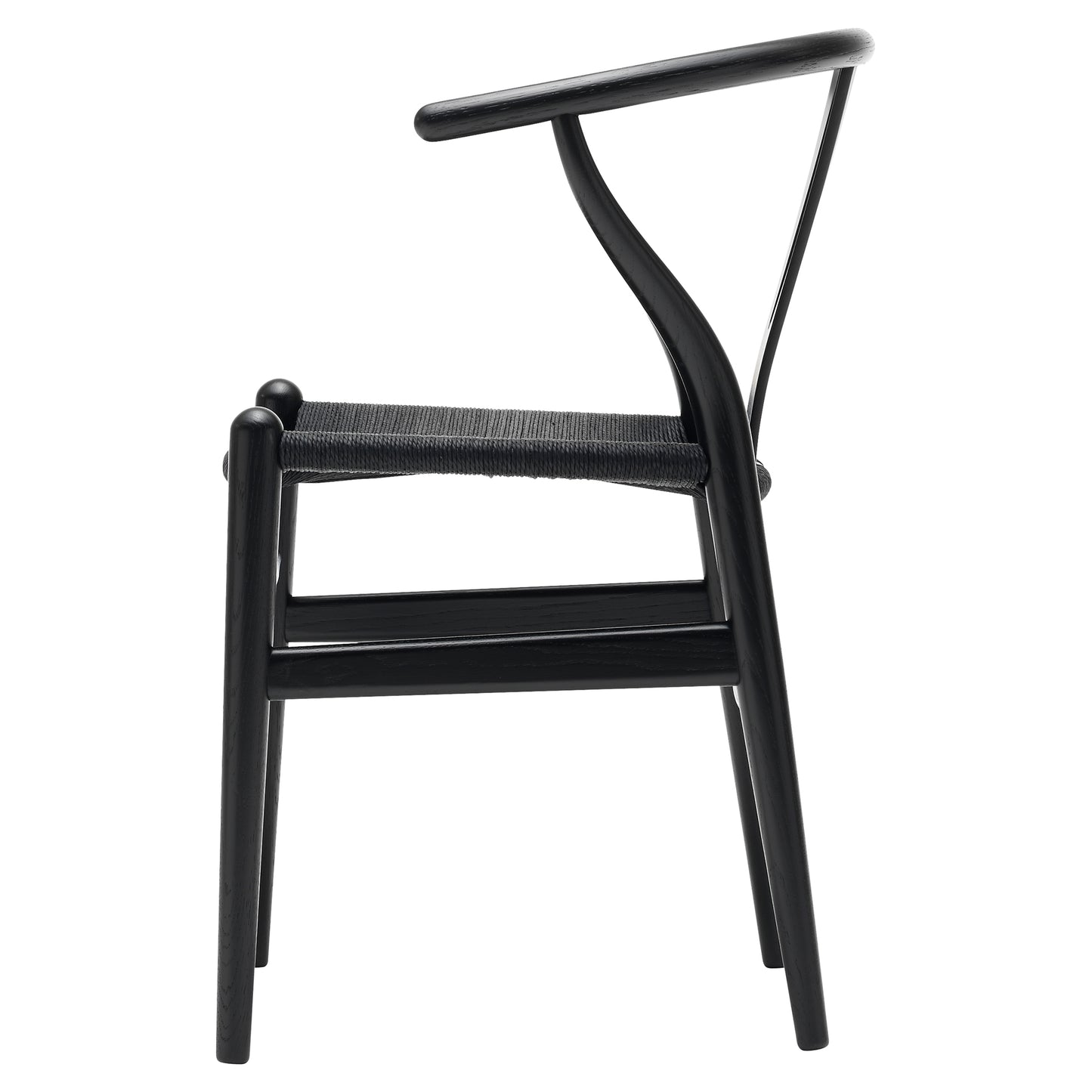 CH24 Wishbone Dining Chair - Black Paper Cord, Black Ash