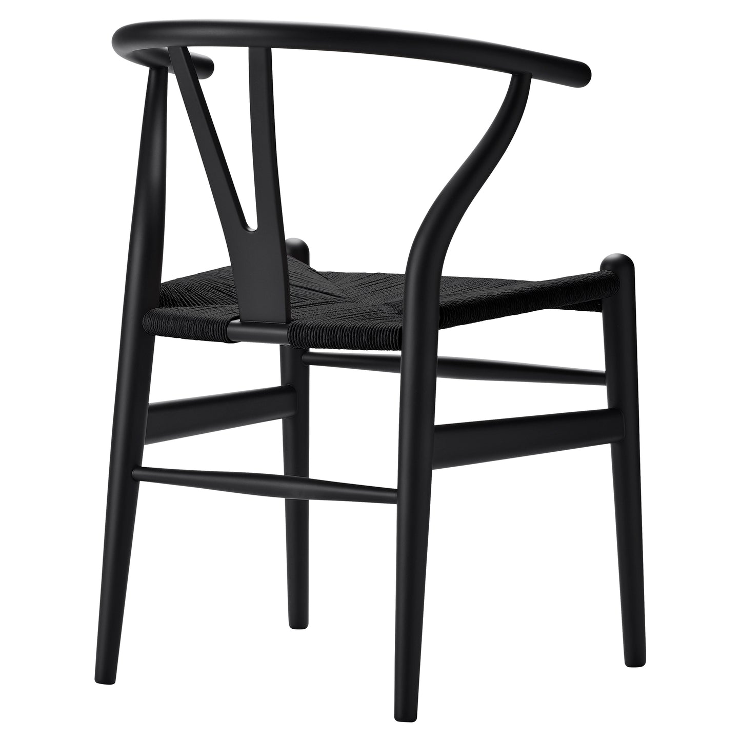 CH24 Wishbone Dining Chair - Black Paper Cord, Black Beech