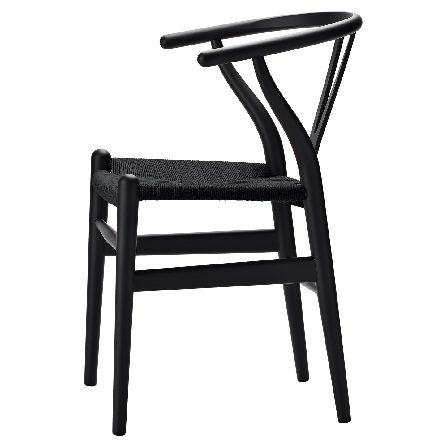CH24 Wishbone Dining Chair - Black Paper Cord, Black Beech